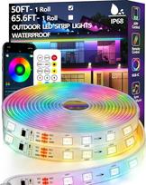 15 m RGB + IC LED juosta, lauko IP68 atspari vandeniui, valdymas naudojant programėlę / nuotolinį valdymą, "Bluetooth" muzikos sinchronizavimo virvės šviesa balkonams, terasoms, stogams, sodams, baseinams