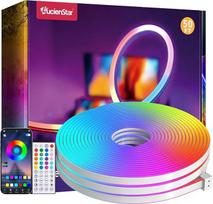 15 m RGB LED neoninė juostelė, 24 V IP65 vandeniui atspari LED juostelė su nuotolinio valdymo pulteliu / programėle, muzikos sinchronizavimu, keliais režimais, lanksti LED juostelė, skirta miegamojo lauko dekorui [F energijos klasė]