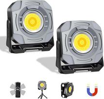 2 LED akumuliatorinių prožektorių pakuotė su magnetiniu pagrindu, 30 W ir 1500 liumenų, 4000 mAh darbo šviesa, skirta elektros energijos tiekimo nutraukimui, automobilio remontui ir stovyklavimui, 7 šviesos režimai + nuolatinis reguliatorius