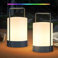 2 LED lauko šviestuvų pakuotė, akumuliatorinis stalinis šviestuvas, belaidis metalinis rėmas, atsparus atmosferos poveikiui IP44, reguliuojamas apšvietimas, 8-10H akumuliatorius, nešiojamas šiltos baltos spalvos ir RGB USB-C įkrovimas, skirtas terasai, va
