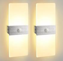 2 LED sieninių šviestuvų su judesio jutikliu pakuotė 12 W modernus sieninis šviestuvas vidaus šiltai baltos spalvos 3000 K sieninis apšvietimas vidaus akrilo aliuminio šviestuvas prieškambario laiptai balkonas svetainė miegamasis