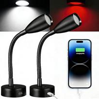 2 pakuočių 12 V LED skaitymo lempos, namelis ant ratų, lanksčios reguliuojamo apšvietimo lempos, 24 V sieninis tvirtinimas su C tipo 20 W, skirtos karavanui, valčiai, kemperiui, furgonui, jachtai, sunkvežimiui, sunkvežimiui, turtui (juoda, 4000 K)