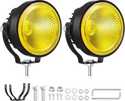 2 pakuočių 30 W LED darbo žibintai 4 colių apvalūs, 3000 K gintaro spalvos rūko žibintas IP68 atsparus vandeniui, 12 V/24 V papildomas priekinis žibintas, optimizuotas traktoriui, ekskavatoriui, sunkvežimiui, keturračiui (bekelei)