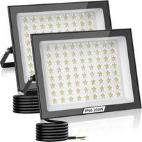2 vnt. 200 W LED lauko prožektorių, 6500 K LED prožektorius, IP66 vandeniui atsparus prožektorius, lauko prožektorius, baltos dienos šviesos, vandeniui atsparus lauko prožektorius sodui, kiemams, garažui