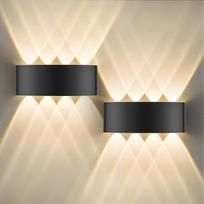 2 vnt. LED sieninių vidaus šviestuvų IP65, 8 W sieninis šviestuvas aukštyn žemyn su 8 šviesos šaltiniais, 3000 K šiltos baltos spalvos lauko sieninis šviestuvas, pagamintas iš aliuminio, LED sieninis apšvietimas svetainei, miegamajam, laiptams, prieškamba