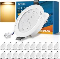 20 LED įleidžiami prožektoriai 230 V plokšti 5 W prožektoriai IP44 vonios kambario įleidžiami šviestuvai šilta balta 3000 K lubų prožektoriai, 450 LM įleidžiami prožektoriai LED įleidžiami prožektoriai skylė 68-80 mm vonios kambariui gyvenamasis kambarys