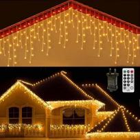 20 m 540 šviesos diodų "Icicle Fairy Lights" Lauko Kalėdų pasakų žibintai su laikmačiu, šviesos užuolaida, "Icicle Fairy Lights", kalėdinis apšvietimas su kištuku, skirtas lauke, atostogoms, vestuvėms, šiltai balta