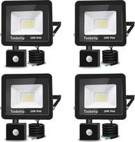 20 W LED prožektorius su judesio jutikliu lauke, itin ryškus 6500 K 2000 LM šaltai baltos spalvos LED prožektorius su judesio jutikliu, IP66 vandeniui atsparus lauko prožektorius sodui, kiemams, 4 vnt.