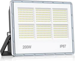 200 W LED lauko prožektorius - 20000 LM 360 šviesos diodų itin ryškus LED prožektorius Lauko prožektorius Vandeniui atsparus IP67 7000 K vėsiai baltos spalvos lauko prožektorius garažams, kiemams, gamykloms, keliams, stadionams
