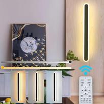 22 W sieninis LED šviestuvas su nuotolinio valdymo pulteliu, 2,4 GHz, 10-100 % ryškumo reguliavimas, juodas, skirtas miegamajam, svetainei, koridoriui, laiptinėms, 60 cm, 110-240 V
