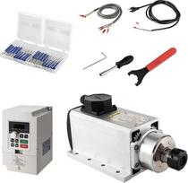 220V 4KW 4000W 4000W oru aušinamo suklio kvadratinio CNC variklio 220V 4KW VFD ir ER25-6 mm įvorės, skirtos aviacijos laidams ir gręžtuvams, skirtos CNC maršrutizavimo mašinoms