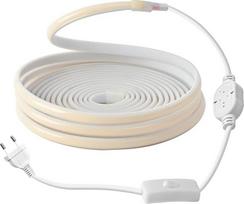 230 V COB LED juosta 25 m, LED šviesos juosta lauko vandeniui atspari šviesos juosta, balta 6000 K lempos, 25 metrų LED juostos su jungikliu, namų apdaila, virtuvės ir sodo LED apšvietimas