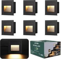 3 W LED laiptų apšvietimas lauke - 6 vnt., 300 lm 3000 K LED laiptų apšvietimas 230 V, IP65 laiptų apšvietimas 85 x 85 mm, vidaus sienų apšvietimas sienoms, įleidžiamos dėžutės 66 mm, aliuminis, juodas
