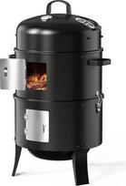 3-in-1 Smoker Grill, Räucherofen und Räuchertonne mit Deckelthermometer und verstellbarer Luftklappe, als Holzkohle Grill, Smoker und Feuerstelle Outdoor, kompakt für Terrasse und Camping