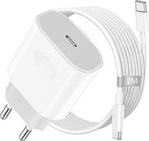 35 W USB C įkroviklis "iPhone 17 16 16e 15/16 15 Pro/16 15 Pro Max/16 15 Plus", USB C maitinimo adapteris su 2 m įkrovimo kabeliu "iPad Pro/Air 2024", USB C maitinimo šaltinio kištukas, greitojo įkroviklio laidas