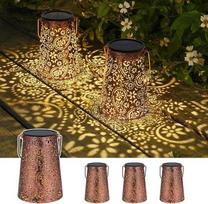 4 "Paisley" saulės žibintų pakuotė, skirta lauko sodui, 15 lm LED šiltai baltos spalvos saulės žibintai, skirti naudoti lauke, atsparūs vandeniui IP65, metaliniai saulės žibintai, skirti balkonui, stovyklavietei, Kalėdų dekoracijoms, dovanoms