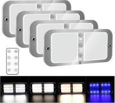 4 LED lubų apšvietimo 12 V lemputės su nuotolinio valdymo pulteliu, 4 režimai, 3 reguliavimo jungikliai, LED automobilio vidaus apšvietimas, 12 V, 72 LED, 700 LM, reguliuojamas, automobilio vidaus apšvietimas, universalus