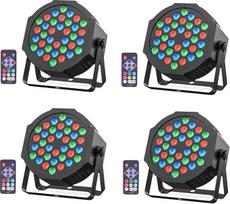 4 vnt. RGB LED Par žibintas, 36 LED prožektorių disko šviesa su nuotolinio valdymo pulteliu ir garso įjungimu, disko šviesos vakarėlio šviesa DJ vestuvių koncertų klubui, barui, vestuvėms, gimtadienio vakarėliams