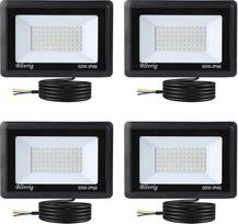 4 x 50 W LED prožektorius lauke, šaltai baltas, 6000 K, 5000 LM, 72 LED lauko prožektoriai, IP66 LED lauko prožektorius, atsparus vandeniui, sodo lauko prožektorius kieme, garaže, sandėlyje