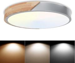 40 W LED lubų šviestuvas apvalus 6000 K/4000 K/3000 K lubų šviestuvas 3 spalvų temperatūros 4000 LM miegamojo šviestuvas medinis IP54 modernus virtuvės šviestuvas prieškambariui gyvenamasis kambarys vonios kambarys biuras balkonas virtuvė rūsys Skersmuo 4