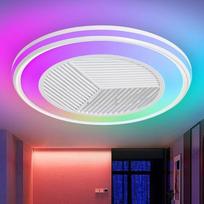 50 cm RGB lubų ventiliatorius su apšvietimu ir nuotolinio valdymo pulteliu, modernus LED lubų apšvietimas su ventiliatoriumi, 6 greičiai, nepertraukiamas 3000-5500K apšvietimas, RGB lubų ventiliatorius su lempa