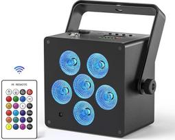 50W LED akiniai, RGBWA UV 5200mAh Wiederaufladbar Bühnenlicht Strahler mit IR Fernbedienung und Sound Aktivierung, Partylicht DMX für DJ Disco Bar Halloween Weihnachten Geburtstag Party