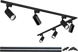 6 šviesų bėgių apšvietimo juodas komplektas, 20 W LED bėgių apšvietimo sistema, 6000 K Cool White, su papildomomis 2 x 1 m bėgių bėgių galvutėmis, skirta parodoms, koridoriams