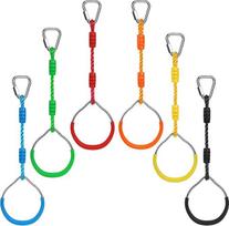 6 vaikiškų gimnastikos žiedų pakuotė, "Morwealth Climbing Rings", "Trapeze Swing Bar" žiedai, gimnastikos virvės žiedai, gimnastikos žiedai nindzėms, sodo reikmenų rinkinys (įvairiaspalvis)