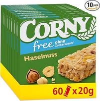 60 x "Corny Free" lazdyno riešutų dribsnių batonėliai 60 x 20 g = 1200 g