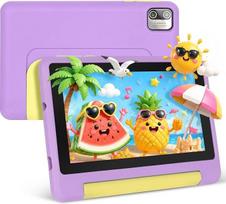 7 Zoll Kinder Tablet mit Hülle, Android Tablet für Kinder, 8GB+64GB(128GB TF Expand), 1024x600 HD ekranas, WiFi 6, BT5.2, Dual Kamera Android Tablet (Lila)
