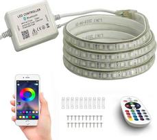 8 m RGB LED juosta, "Bluetooth" valdoma juosta, 220 V reguliuojamos pasakų šviesos, 5050 SMD 60 LED/m, spalvą keičianti LED juosta, vandeniui atsparus šviesos vamzdis su transformatoriumi ir 24 mygtukų IR nuotolinio valdymo pultu