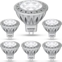 AGOTD GU5.3 MR16 LED taškinės lempos, 7 W, 2700 K, šiltai balta, pakeičia 50 W halogeninį prožektorių, LED prožektorius, 36° spindulio kampas, 12 V AC/DC lemputė, LED, 6 vnt. pakuotė