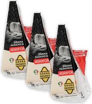 Agriform Grana Padano Dop 3 x 200 g Foraggio-Italiano kietasis sūris Itališkas sūris, brandintas daugiau kaip 10 mėnesių, su SKVN plomba, skirtas tarkuoti, aštrus ir aromatingas