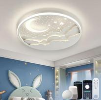AHXIAOZN LED Deckenleuchte Kinder Kompatibel mit Alexa, Smart Stern Mond Deckenlampe, Dimmbar Deckenbeleleuchtung Kinder mit Fernbedienung mit Nachtlichtfunktion für Junge Mädchen Schlafzimmer, Timer
