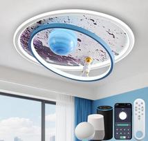 AHXIAOZN LED Deckenleuchte Kinder Kompatibel mit Alexa, Smart Astronaut Deckenlampe Kinder, Dimmbar Deckenbeleuchtung Kinder mit Fernbedienung/APP, Nachtlichtfunktion für Junge Mädchen Schlafzimmer