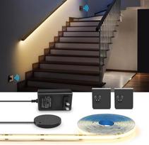 AIMENGTE COB LED juosta su 2 judesio jutikliais, 5 m šiltai baltos LED juostos, didelio ryškumo lanksti juostinė šviesa spintai, virtuvei, svetainei, miegamajam, laiptams