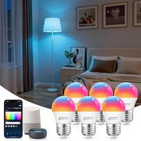 Aigostar Alexa lempa, išmanioji lemputė G45 E27 6,5 W, išmanioji lemputė RGBCW, suderinama su "Alexa" / "Google Home", nereikia koncentratoriaus. Nuotolinio valdymo pultas, valdymas balsu, 6 vnt.