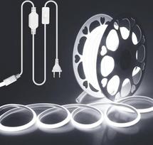 ALITOVE LED juosta 20 m Cool White 6000 K COB LED juosta Lauko vandeniui atspari 230 V tiesioginė jungtis su jungikliu, skirta miegamojo, sodo, kiemo, "pasidaryk pats" apšvietimui ir namų apdailai