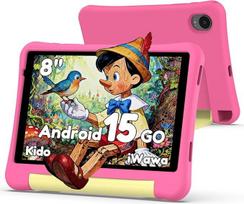 ALLDOCUBE KIDO Kinder Tablet 8 Zoll Android 15 Go, 32GB ROM + 512GB TF-Karte, vaikų draudimas, iWawa, 5G WLAN, Unisoc T310, 5000mAh, 2 Lautsprecher, 3,5mm Buchse, Kinder Tablet mit Schutzhülle - Rosa