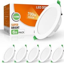 ALUSSO LED įleidžiami šviestuvai, itin plokšti, 10 W, 230 V, LED prožektoriai, 700 lm, šiltai balta, 3000 K, įleidžiami prožektoriai, montavimo gylis 30 mm, IP44, lubų prožektorius vonios kambariui, svetainei, virtuvei, 6 vnt.