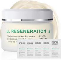 ANNEMARIE BÖRLIND LL Regeneration Vitalising Night Cream (50 ml) + nemokami pavyzdžių paketėliai (visa priežiūros procedūra) - LL Biokompleksas ir taukmedžio sviestas ląstelėms atnaujinti, natūrali kosmetika veido kremas moterims