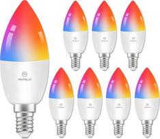ANTELA Alexa lemputė E14 LED lemputės Išmanioji "WiFi" reguliuojamo ryškumo lemputė RGB 16 milijonų spalvų 2700-6500K, "Smart Life" programėlė, valdymas balsu, suderinama su "Google Home", 8 vnt.