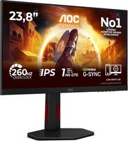 AOC 24G4ZR 23,8 colių FHD monitorius (260 Hz), greitas IPS skydelis, 0,3 ms MPRT, adaptyvioji sinchronizacija, HDR10, suderinamas su "G-Sync", reguliuojamas aukštis, (1920 x 1080, 2 x HDMI 2.0, "DisplayPort"), juodas
