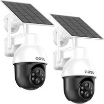 aosu 3K lauko stebėjimo kamera, saulės baterija, 5 MP belaidė "WiFi" stebėjimo kamera, skirta naudoti lauke, skirta namų apsaugai, 360° panoraminis PTZ, automatinis sekimas, naktinis matymas, 2 vnt.