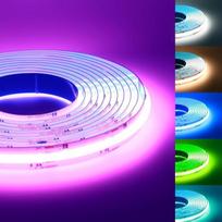 Arotelicht COB LED juostelė RGB+WW/CW 5 m 24 V, RGB CCT LED juostelė 840 LEDs/M, 6 kontaktų apšvietimas 21 W/M 12 mm pločio įvairiaspalvis IP20, skirtas virtuvei, namams, pasidaryk pats, interjero dekoravimui (be adapterio)