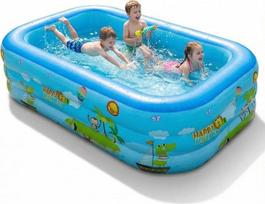 Aufblasbarer Swimmingpool, Planschbecken, 210 x 135 x 60 cm, Rechteckig verdickter Schwimmbecken für Kinder und Erwachsene, Langlebiges Familien-Freizeitpool, Kinderbecken für Garten oder Innenbereich