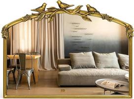 Auksinis barokinis veidrodis 80 x 60 (H) cm - senovinis arkinis sieninis veidrodis su geležiniu rėmu, idealus svetainės, vonios kambario ir prieškambario sienų dekoras