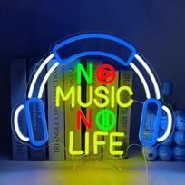 Ausinės Neon ženklas Muzika Neon ženklas raidės Neon šviesos ženklas LED šviesos reklama Dekoratyviniai USB LED neoniniai ženklai Muzikos studija, miegamasis, sienų apdaila, šalis, klubas