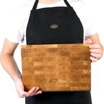 B4K pjaustymo lenta 35 × 25 cm - ąžuolinė pjaustymo lentelė su užapvalintais kraštais, neslystanti, su silikoninėmis kojelėmis ir įdubusiomis rankenėlėmis - idealiai tinka virtuvei ir griliui