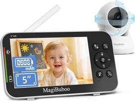 Babyphone mit Kamera ohne WLAN Baby Monitor IR-Nachtsicht Babyfon mit Kamera 5200 mAh Akku 5 Zoll 720p HD IPS Display Video Babyphone 2-Wege-Audio ECO-/VOX-Modus Weinen-Erkennung 2-Wege-Audio
